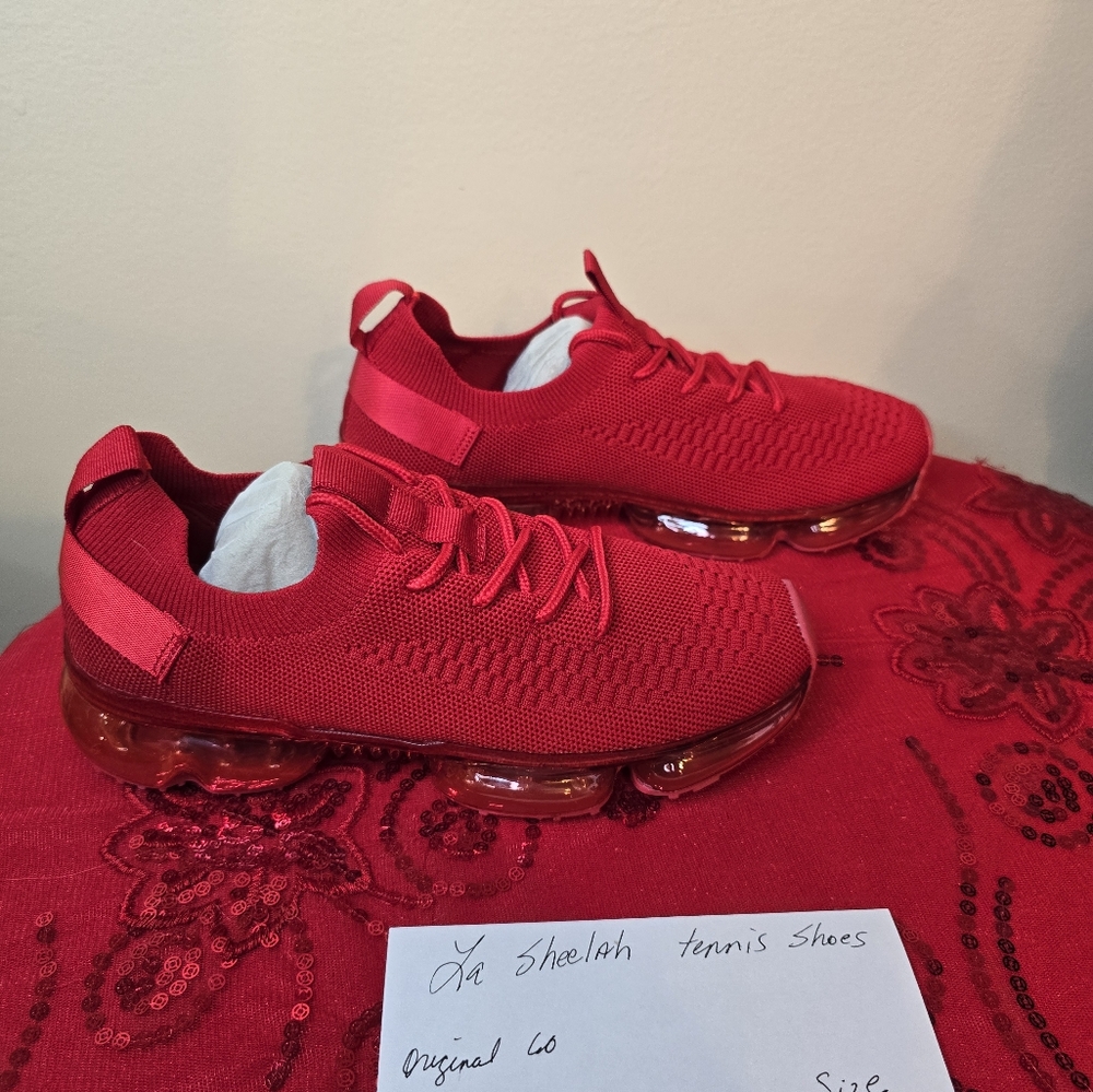 LA SHEELAH Red Size 6.5 Flow-19Stretch Elastic Mesh Air BubbleCushion Sneaker